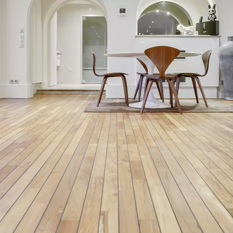 Parquet Exotique Massif Teck Pont de Bateau - 9x88x300-1200 - Choix select - realisation 03 - Carresol