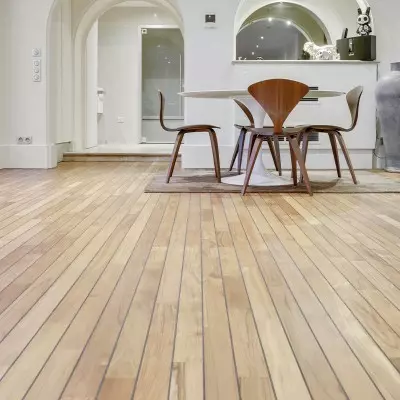 Parquet Exotique Massif Teck Pont de Bateau - 9x88x300-1200 - Choix select - realisation 03 - Carresol